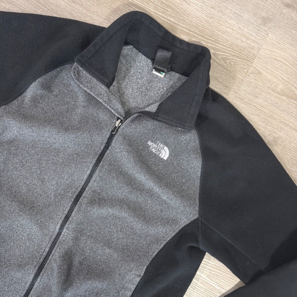 The North Face Fleece Jacket Mens L Gray Black Full Zip Denali Style AY3D